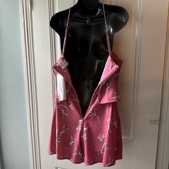 StyleStalker Birds of Paradise Pink Romper Fully Lined Size Small with Pockets - Picture 6 of 8